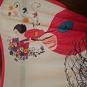 VERY Unique Vintage Dress Sheer With Woman & Flowers